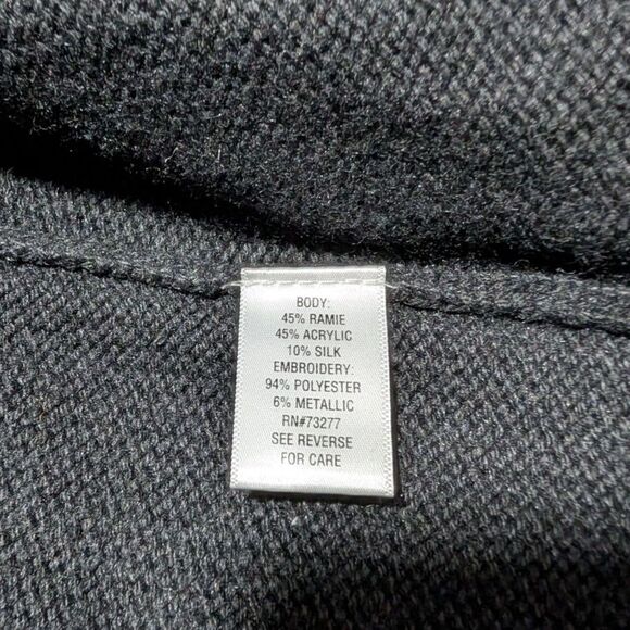 Croft & Barrow Black Embroidered Floral Zip Silk Knit Sweater Women's Plus 1X - Picture 8 of 9